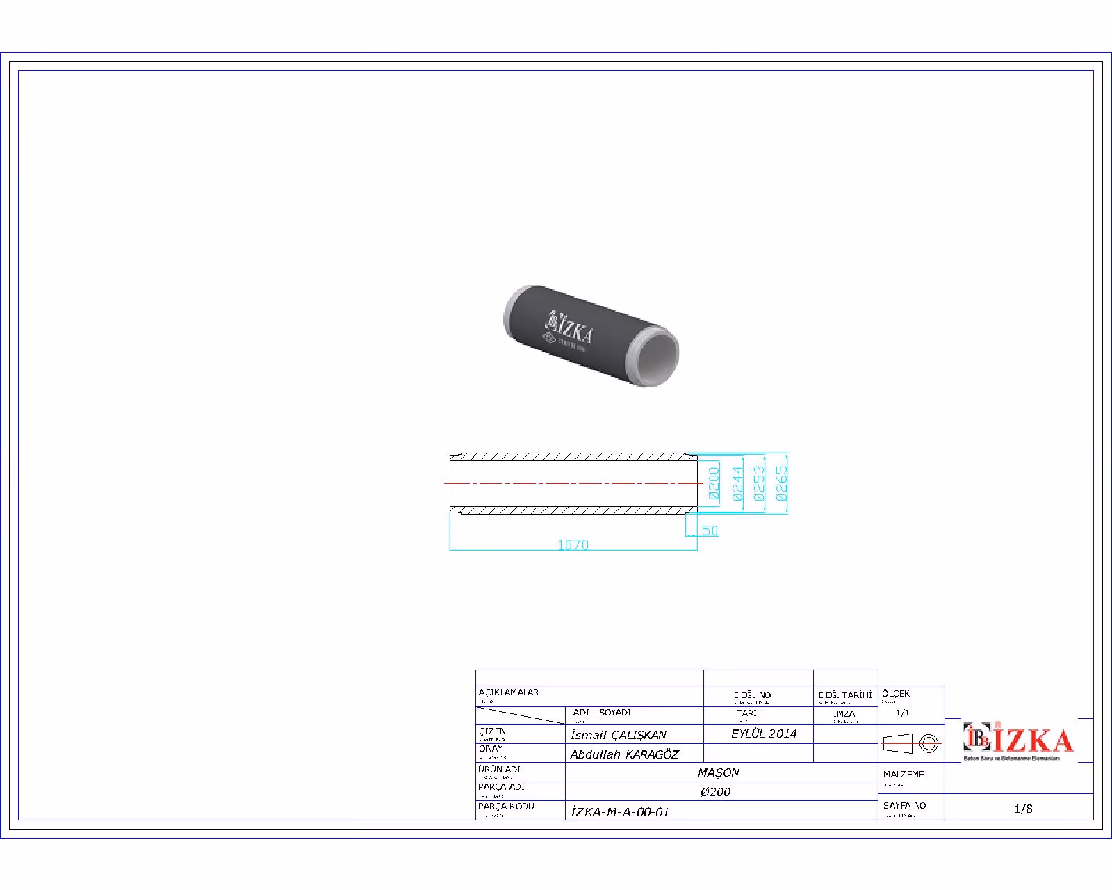 Q200mm Beton Boru Manşon